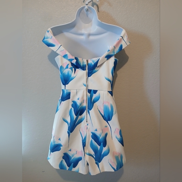 💚5/$25 Asos OSMOSE Floral Off The Shoulder Skort Romper Birds Of Paradise - Picture 4 of 7